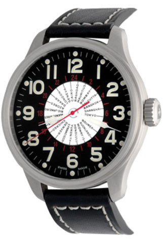 ZENO-WATCH BASEL PILOT OVERSIZED WORLD TIME Premium Watches  3155